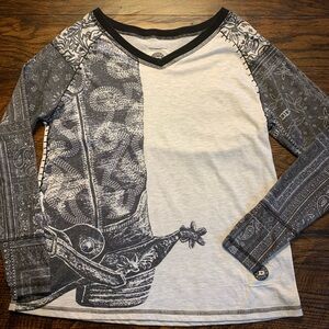 Double D Ranch Cowboy Boot Spur Shirt Size XS